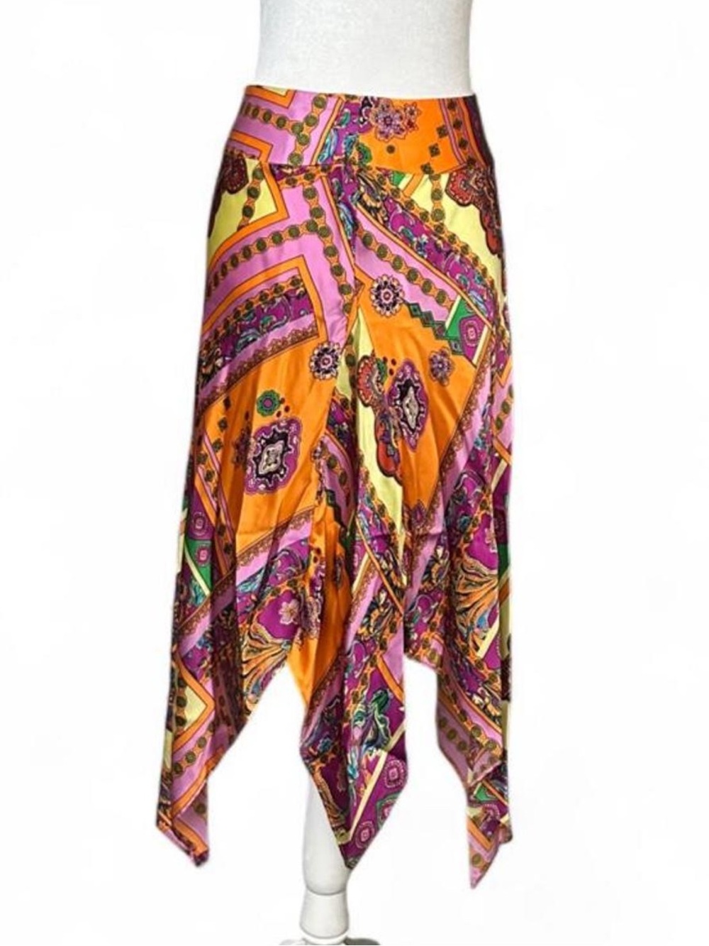 Boston Proper silk boho handkerchief skirt